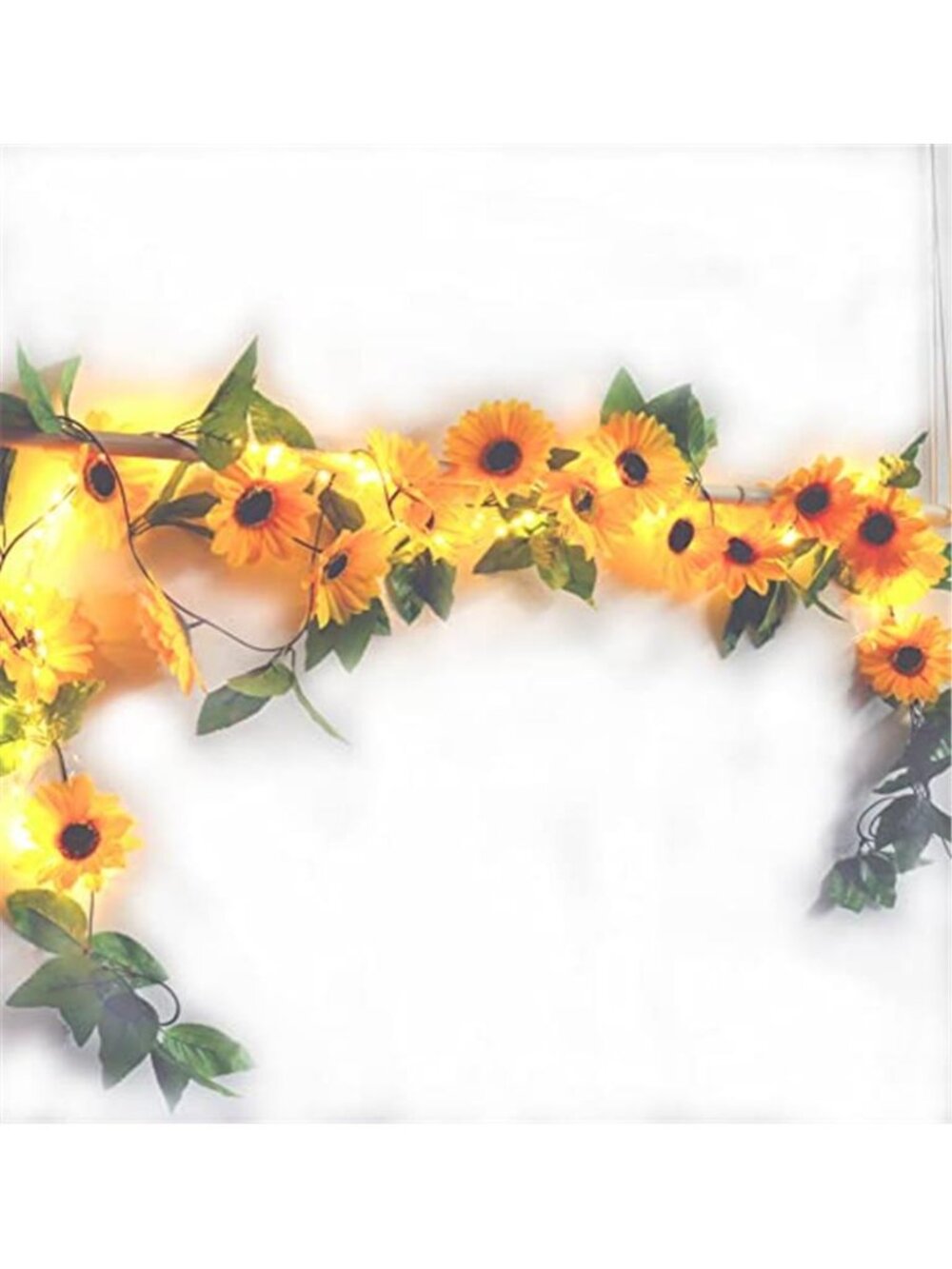 Sunflower Garland With LED Lights Artificial Flower Vine Wall Hanging Decor